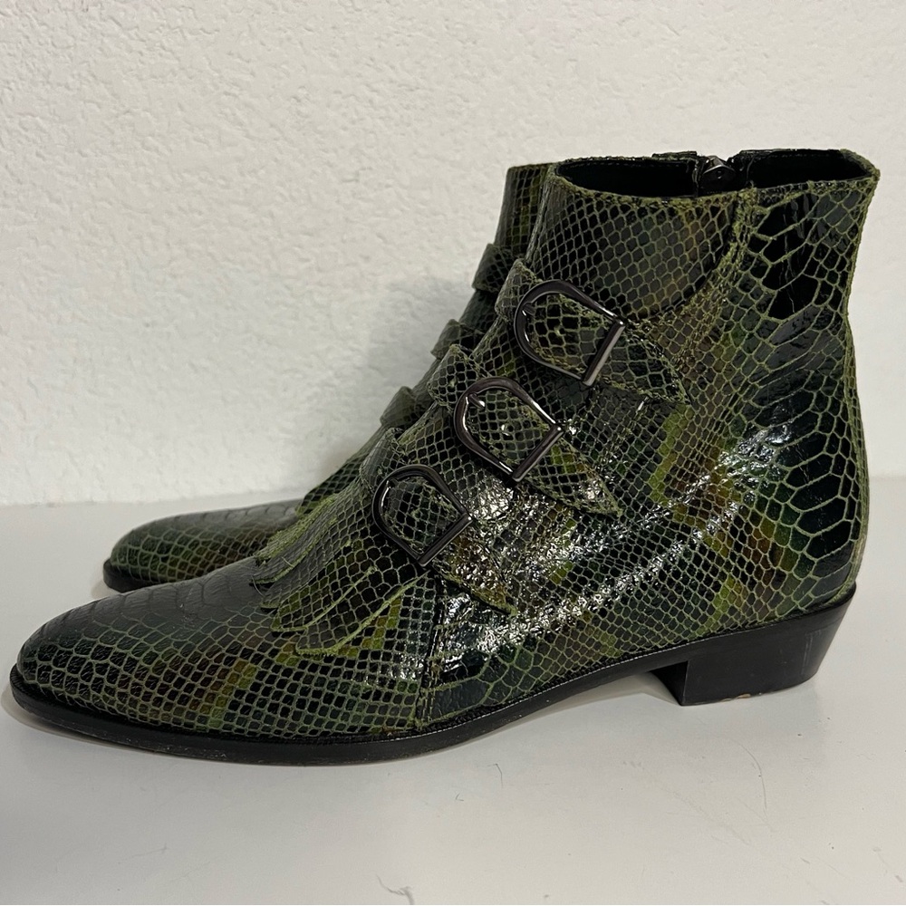 Modern Vice Jett Green Snake Leather Boots EU 38 - Picture 2 of 12
